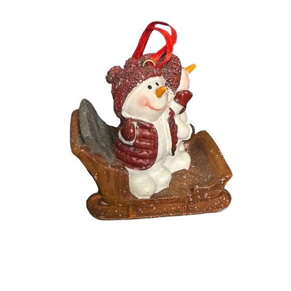 Snowman & Mickey Mouse Holiday Ornaments Set Of 2 Resin Christmas Figurines - Picture 3 of 13